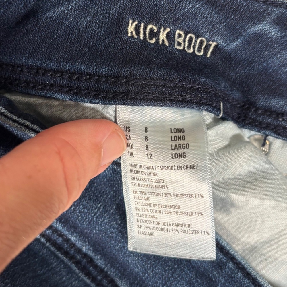 American Eagle Kick Boot Super Stretch Dark Wash Jeans Womens 8 Long - Picture 4 of 12